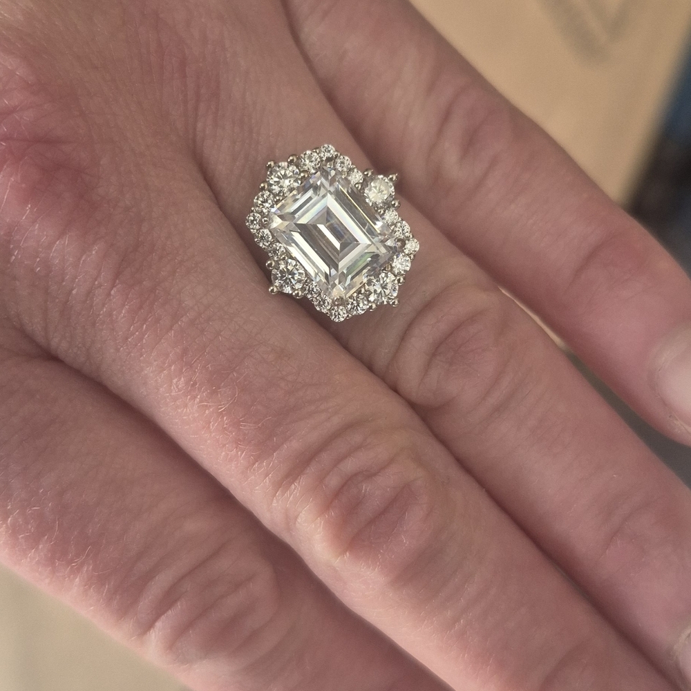 Emerald Cut Moissanite Ring Size 5 For Comparision